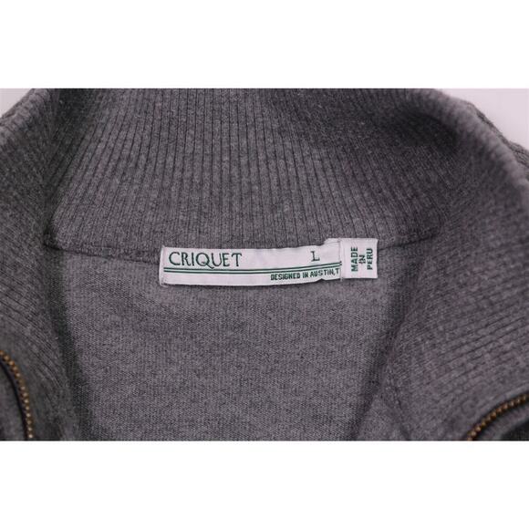 Criquet Gray Cotton Knit Quarter 1/4 Zip Pullover Men's Large - Picture 6 of 7